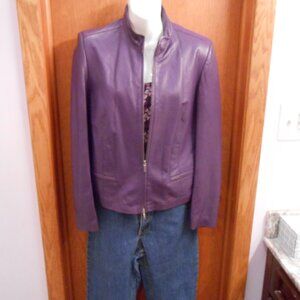 Womens "Creation di Gruttola" Purple leather bomber style jacket, size 38